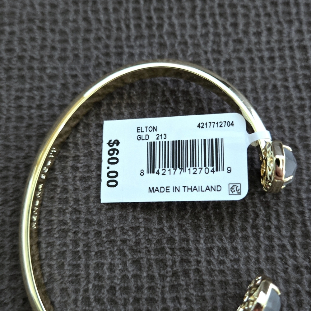 Kendra Scott Gold💛 "Elton" Cuff Bracelet With Slate Cat's🐱 Eye👁 Stones - NWT - Picture 16 of 16